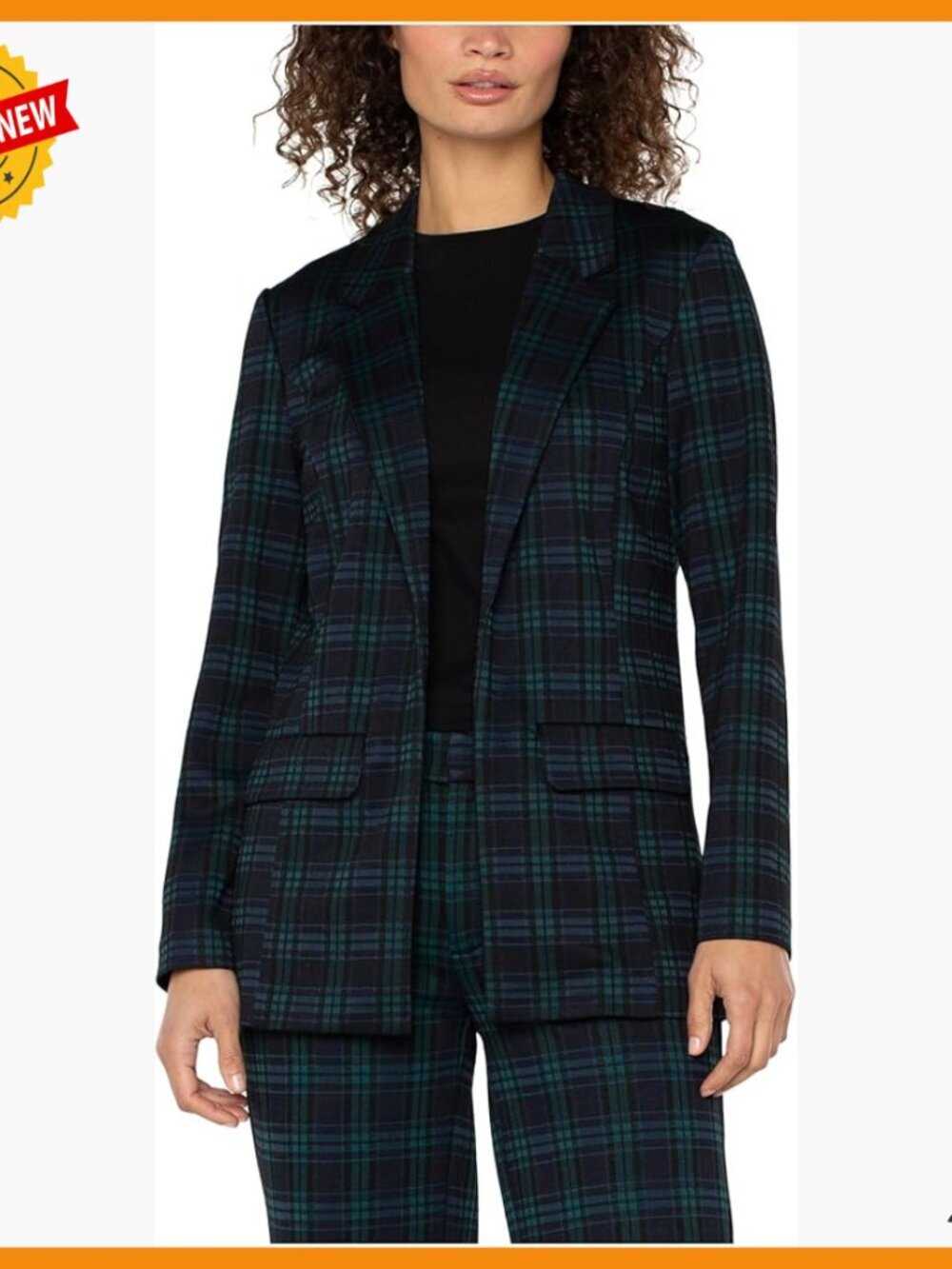 Relaxed Boyfriend Blazer Plaid Knit Jacquard Regular Fit Polyester Rayon
